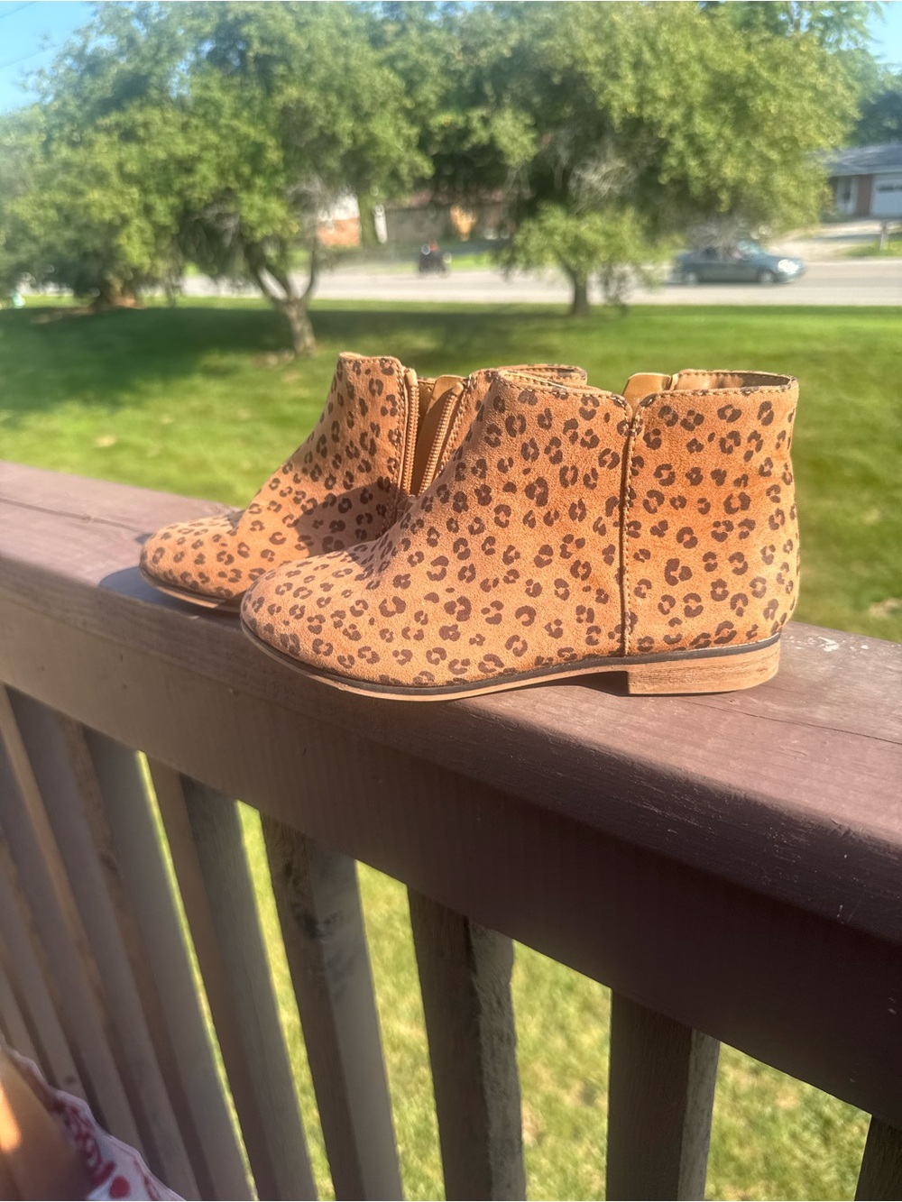 Cat & Jack Tan Leopard Print Girls Ankle Boots